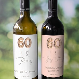 Celebration 60th Birthday Wine Labels, Milestone Birthday Wine Sticker, Any Age Birthday Wine Labels, Water Resistant Wine Decoration