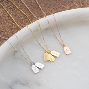 Personalisierte 14k Gold Namensplaketten-Halskette - Bar Tag Kette mit Initialen - Geschenk zu Weihnachten für die Ehefrau