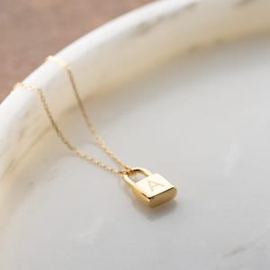 Custom Initial Padlock Necklace – Personalized Jewelry for Her – Minimalist Gift - Engraved Initial Padlock – Gift for Her, Christmas Gift