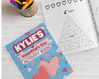 Valentine's Day Activity Book for Kids, Customized Name Book, Coloring Book for Kids, Personalized Valentine's Day Gift,