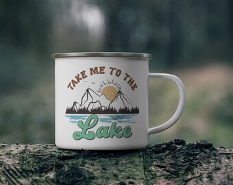 Bring mich zum See Becher, Emaille Camping Becher, Outdoor Indoor See Becher, See Haus Trinkgeschirr