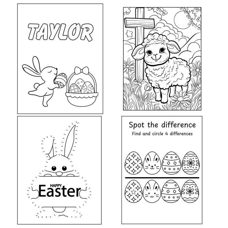 Personalized Easter Activity Book, Easter Basket Gift, Easter Games For Kids, Custom Name Coloring Book, Easter Gift for Kids, Personal Gift image 7