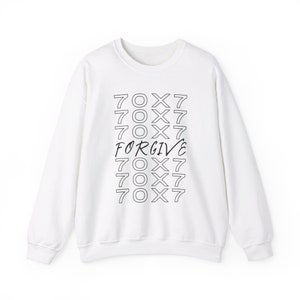 70x7 Forgive Christian Sweatshirt, Jesus Long Sleeve, Spiritual Gift for Men Women, Christian Faith Apparel, Scripture Seventy Times Seven