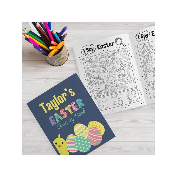 Personalized Easter Activity Book, Easter Basket Gift, Easter Games For Kids, Custom Name Coloring Book, Easter Gift for Kids, Personal Gift
