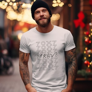 70x7 Forgive Christian Shirt, Jesus Forgiveness Tee, Spiritual Gift for Men Women, Christian Faith Apparel, Scripture Seventy Times Seven