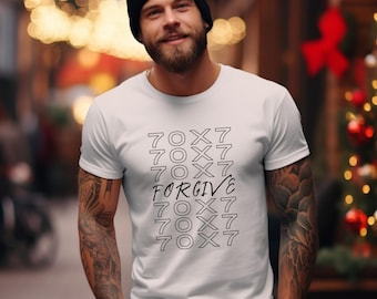 70x7 verzeihen christliches Hemd, Jesus Vergebung T-Shirt, spirituelles Geschenk für Männer Frauen, christliche Glaube Kleidung, Schrift siebzig mal sieben