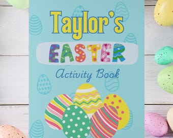 Personalized Easter Activity Book, Easter Basket Gift, Easter Games For Kids, Custom Name Coloring Book, Easter Gift for Kids, Personal Gift