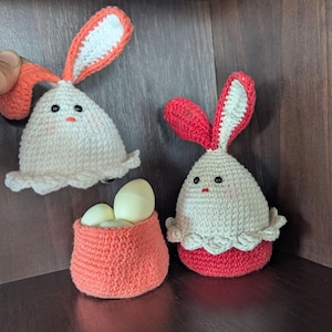 Easter Bunny Egg Cozy Crochet Pattern: Amigurumi Candy Bowl (PDF in US terms)