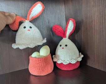 Easter Bunny Egg Cozy Crochet Pattern, English_US Terms, No Sew Pattern, Crochet Candy Bowl, Easter Basket DIY, Holiday Table Decor PDF
