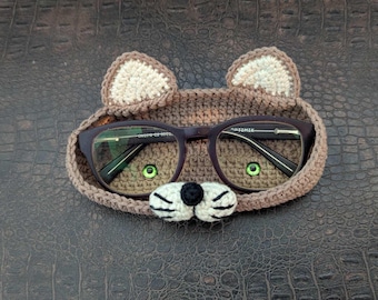Cat Glasses Holder Crochet Pattern, Amigurumi Eyeglass Stand, Desk Organizer for Glasses, Animal Home Decor, PDF Tutorial, English US Terms