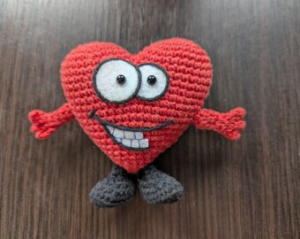 Crochet Heart Pattern, Funny Amigurumi Toy, Valentine's Day Gift Idea, Crochet Anniversary Present, PDF Tutorial with photo in English (US)