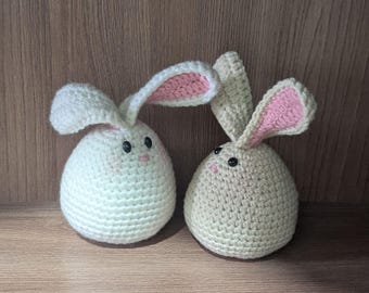 Wzór na szydełkowego króliczka wielkanocnego, amigurumi w kształcie jajka, wiosenne dekoracje świąteczne, łatwy wzór szydełkowy na Wielkanoc, samouczek PDF w języku amerykańskim