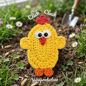 Fidget Toy Crochet Pattern PDF in English (US), Chick Click Clack Amigurumi, Sensory Stress Relief Toy, Cute Chicken Applique Pattern DIY