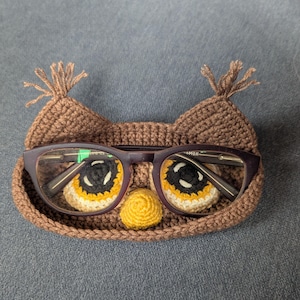Crochet Owl Glasses Holder Pattern: Amigurumi Eyeglass Case (PDF Pattern in US terms)