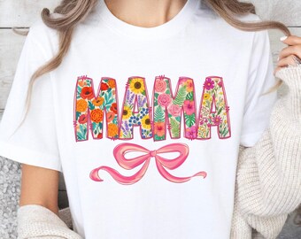 T-shirt fleuri coquette maman, chemise joyeuse fête des mères, cadeau pour la première fois maman, cadeau d'anniversaire pour maman, articles pour panier cadeau fête des mères