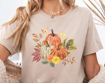 Fall Wildflowers Graphic T-Shirt, Fall T-Shirt for Her, Wildflowers Shirt for Fall, Fall Shirt for Thanksgiving, Thanksgiving Shirt for Her