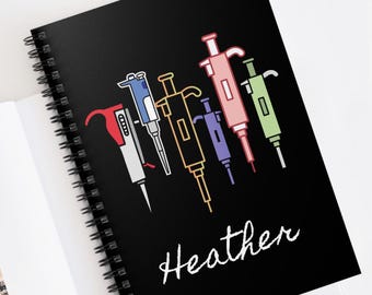 Cuaderno de espiral con pipetas de colores / Cuaderno de laboratorio personalizado