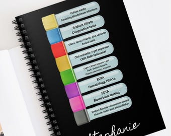 Cuaderno espiral para la recolección de sangre, cuaderno técnico de laboratorio personalizado, regalo personalizado para graduados de flebotomía, idea de regalo para la semana del laboratorio.