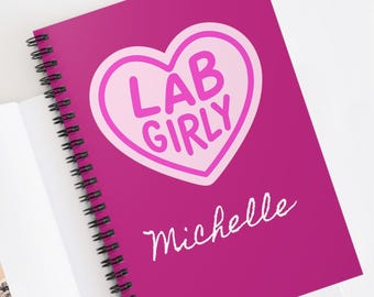 Cahier à spirales girly de laboratoire, cadeau pour la semaine de laboratoire, cadeau scientifique personnalisé, femmes dans les tiges, cadeau phlébotomie, cadeau technique médicale, cahier scientifique