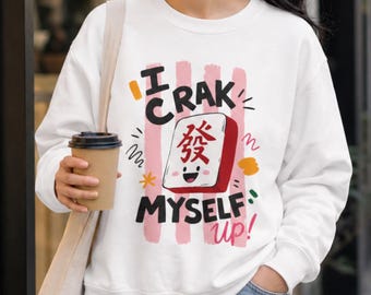 Sudadera con estampado de Mahjong "Me parto de risa" / Ropa de Mahjong
