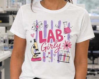 Camiseta de laboratorio para chicas, camiseta linda de ciencia, camiseta de laboratorio, camiseta para mujeres en STEM, camiseta de tecnología médica, camiseta de técnico de laboratorio, camiseta de profesor de ciencias