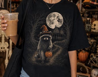 Camiseta retro de mapache para Halloween / Camiseta vintage de mapache