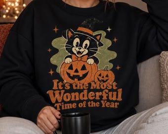 Sudadera retro de gato negro para Halloween / Es la época más maravillosa del año