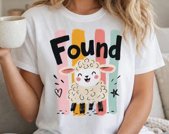 Camiseta cristiana "Oveja perdida", camiseta religiosa "Encontrada", regalo cristiano para ella, camiseta religiosa para ella, camiseta cristiana "Cordero", camiseta "Me han encontrado"