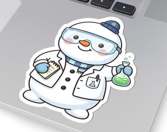 Pegatina de científico muñeco de nieve / Calcomanía navideña de laboratorio