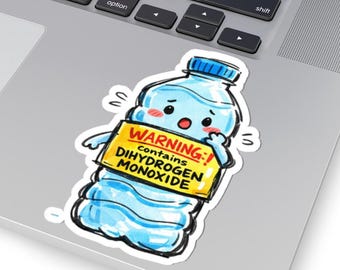 Autocollant scientifique contenant du monoxyde de dihydrogène, Autocollants scientifiques sarcastiques, Autocollants humour de laboratoire, Autocollants laboratoire, Autocollants ringard