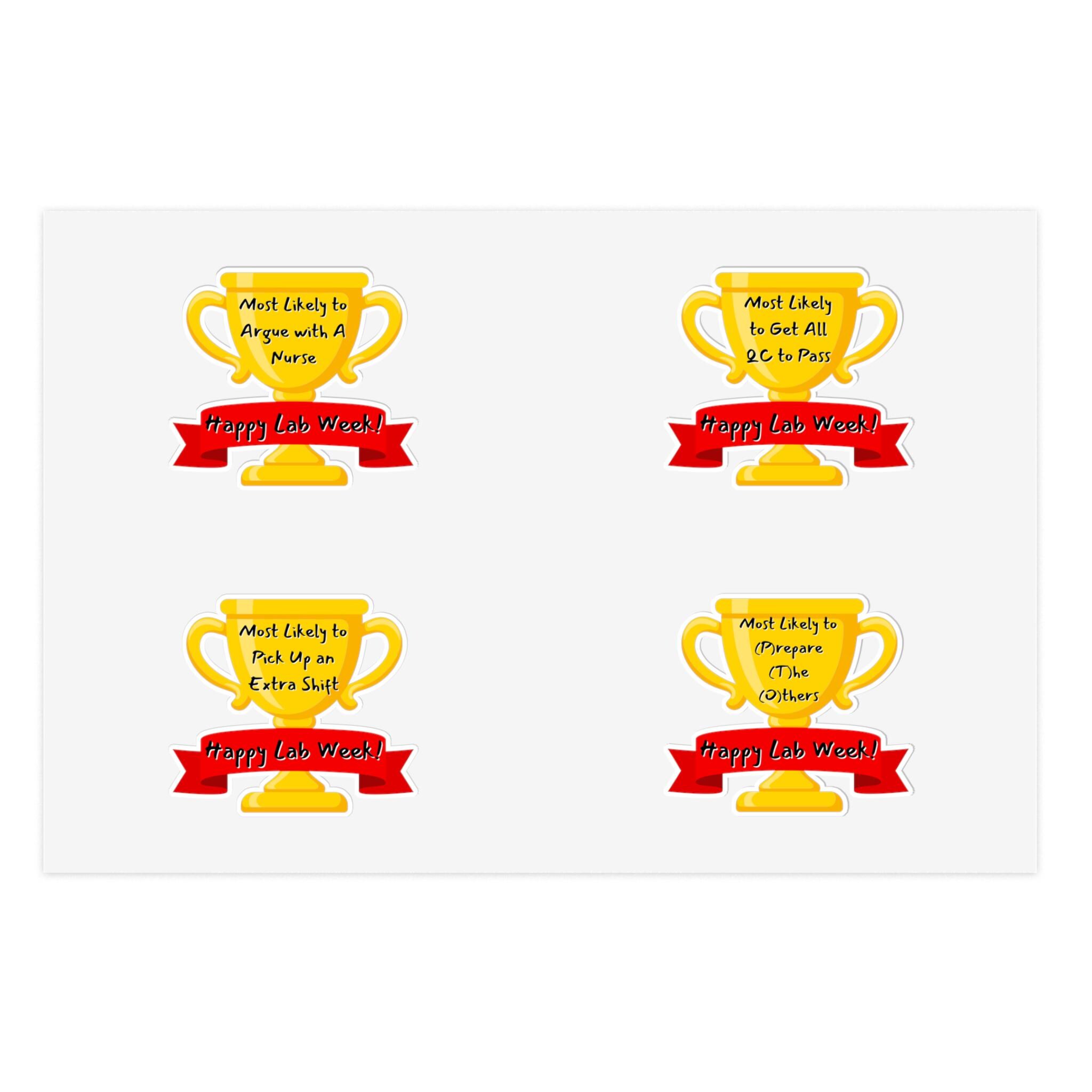 Lab Week 2026 Superlative Trophy Sticker Sheets, Laboratory Week Prizes ...