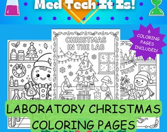 Páginas para colorear navideñas de laboratorio, diversión y juegos navideños de laboratorio, páginas para colorear de ciencia para Navidad, páginas para colorear de laboratorio