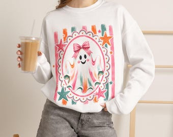 Sweat-shirt d'Halloween fantôme girly, Sweat-shirt d'Halloween pour adolescente, Sweat-shirt d'Halloween Coquette, Sweat-shirt d'automne pour elle, Sweat-shirt d'automne girly