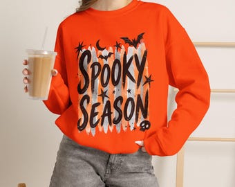 Sweat-shirt d'Halloween, style rayé tendance, cadeau idéal pour les fans d'Halloween, sweat-shirt d'Halloween pour femme, style automnal girly