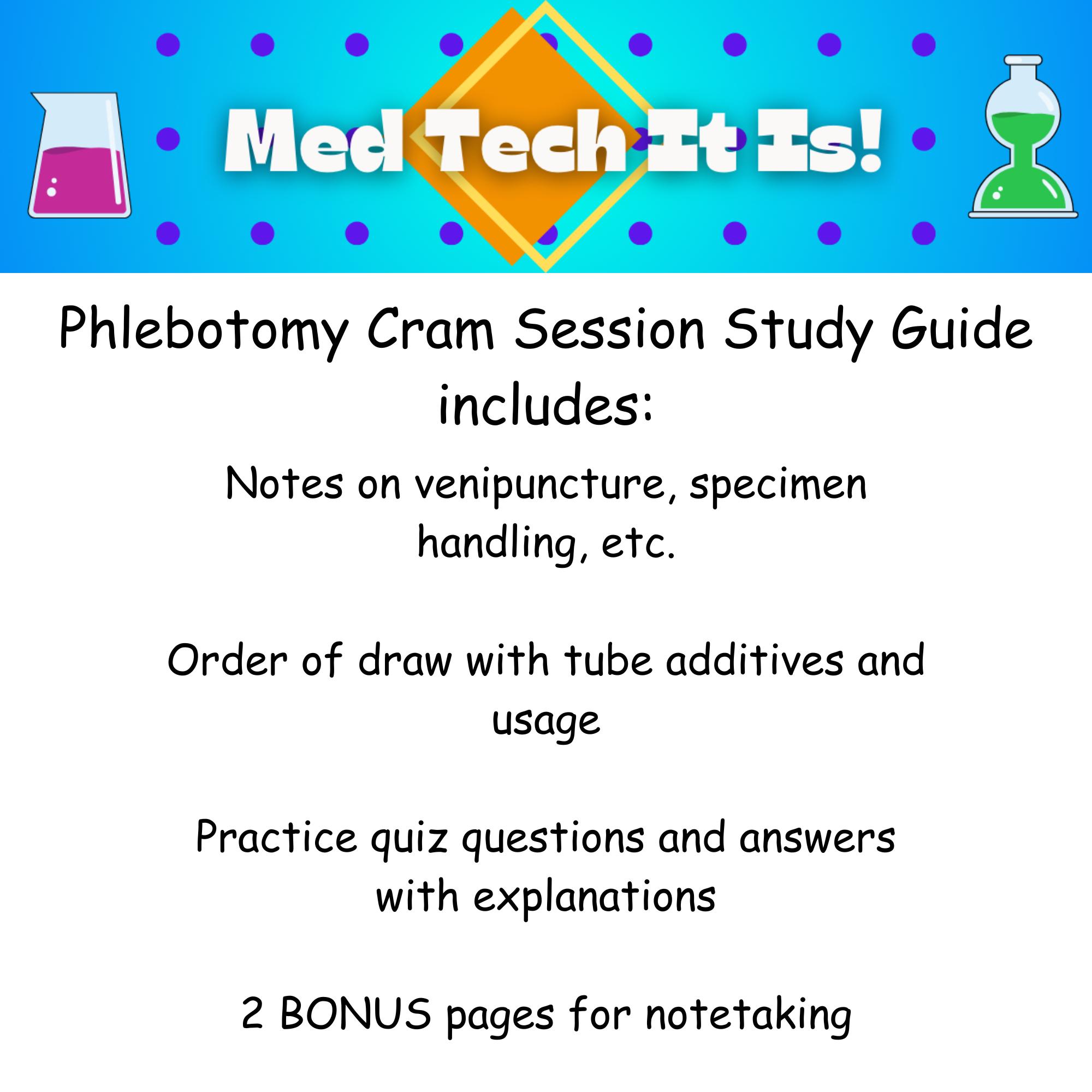 Phlebotomy Cram Session Study Guide - Etsy