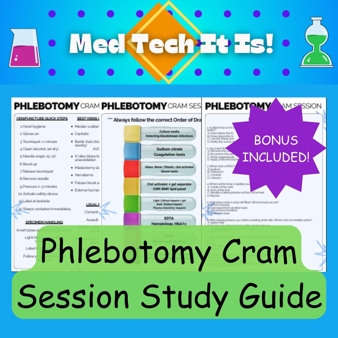 Cramming Guide Phlebotomy Cram Session Study Guide - Etsy