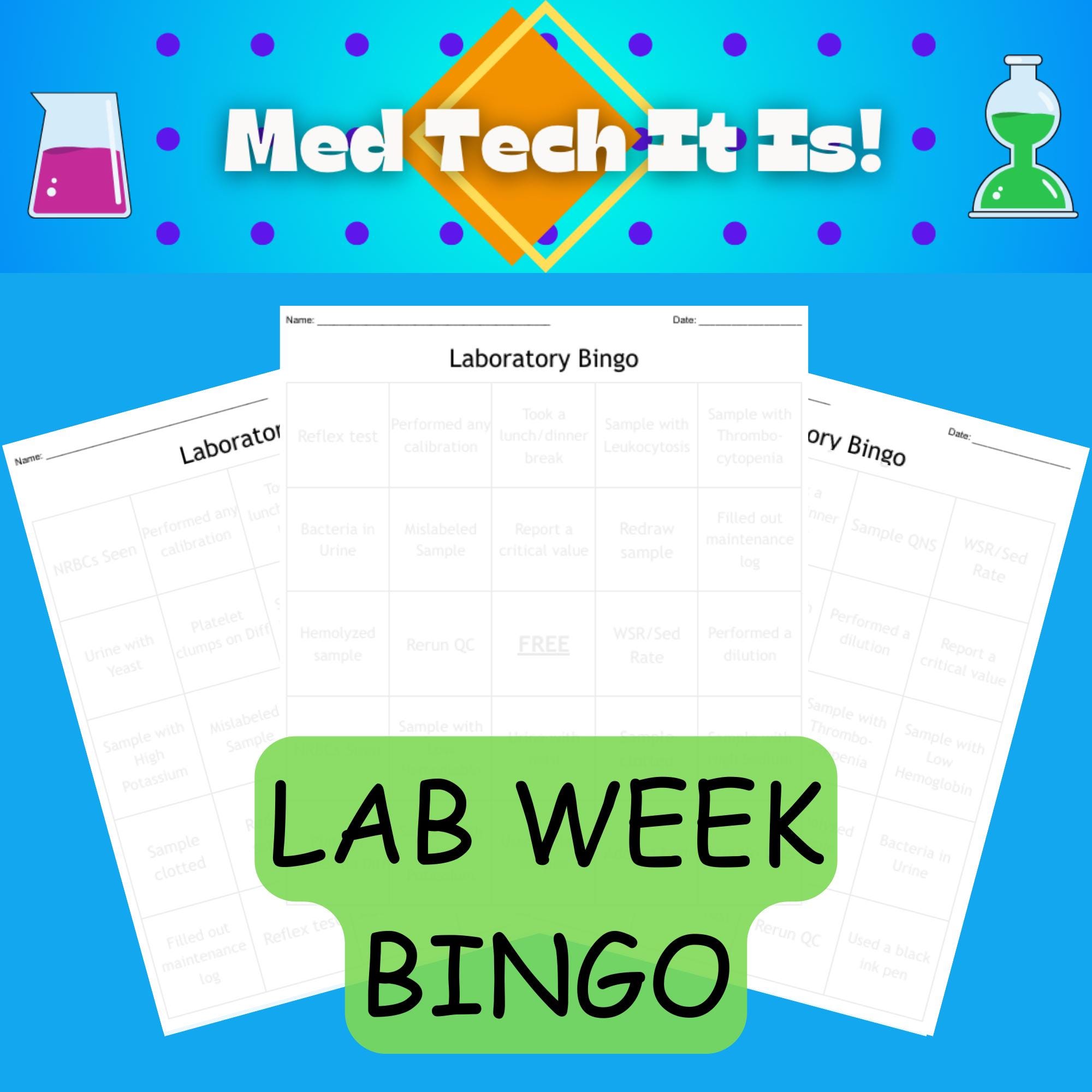 Laboratory Week Bingo, Lab Week 2026 Bingo, Laboratory Week Activities ...