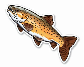 Brown Trout, Sticker, Decal, Fish, Fly Fishing, Flies, Art, Accessories