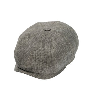 Casquette gavroche en lin d'été gris foncé, chapeau Bakerboy, chapeau Peaky Blinders, casquette plate irlandaise, chapeau Gatsby, chapeau Tommy Shelby, chapeau Ivy, cadeau fête des pères image 2