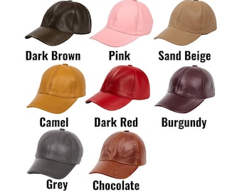 Genuine Leather Baseball Cap, Adjustable Unisex Hat