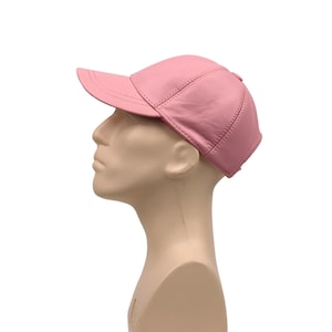 ピンクのレザーベースボールキャップ、調節可能なレザーキャップ、レザーハット、ユニセックスキャップ、レディースレザーハット、メンズレザーベースボールキャップ、父の日ギフト。