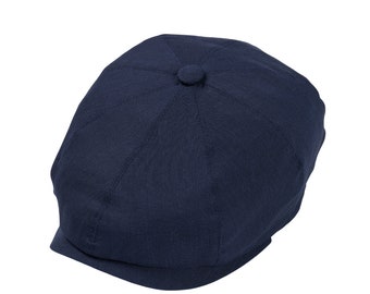 Dark Blue Summer Linen Newsboy cap, Bakerboy hat,Peaky Blinders Hat,Irish flat cap,Gatsby Hat ,Tommy Shelby Hat,Ivy Hat ,Fathers Day Gift