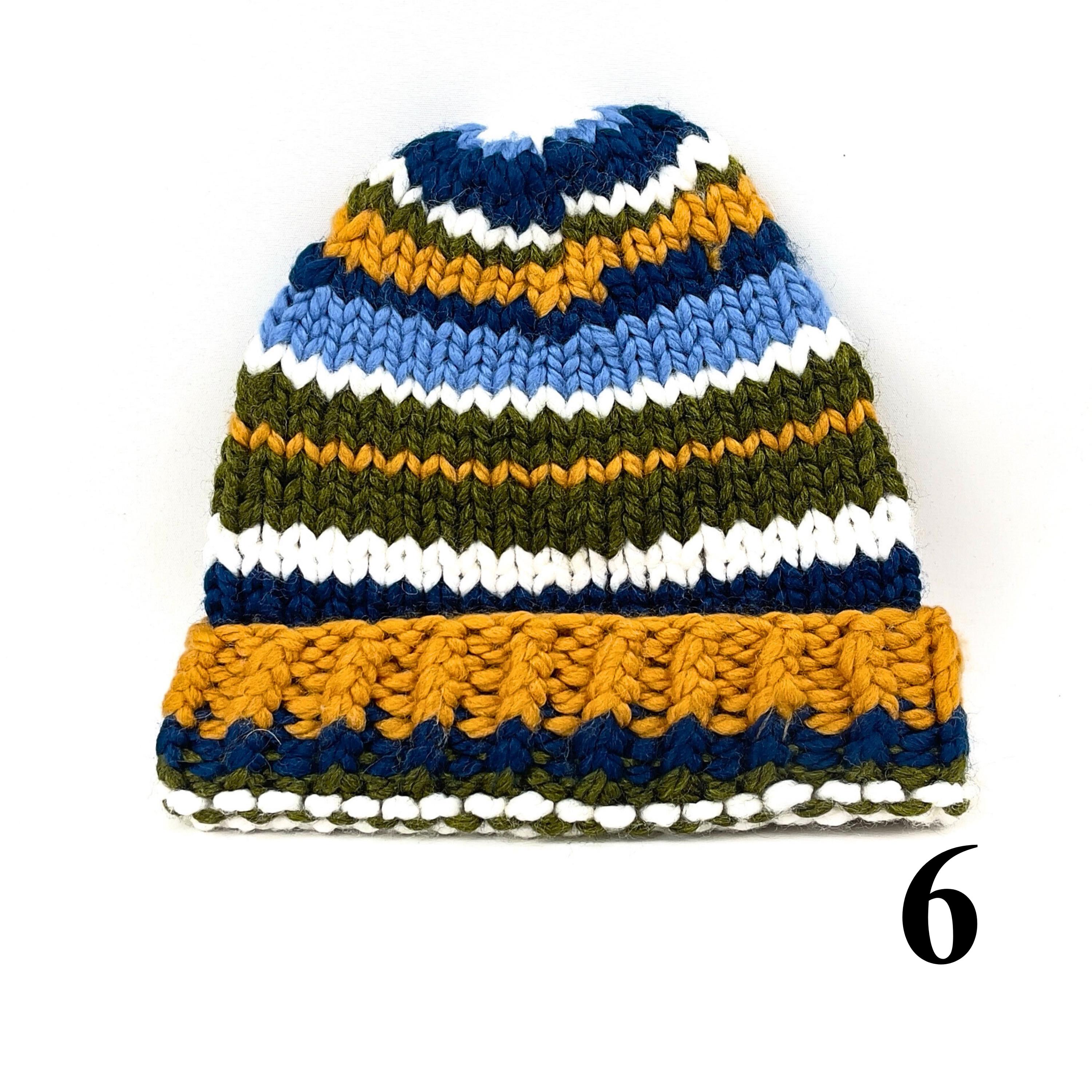 Hand Knit Multicolor Scrap Beanie: Chunky Crochet Boho  display picture 3