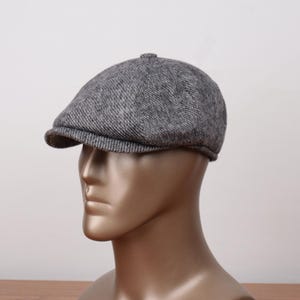 Gray Herringbone Newsboy Cap,Wool ,Gray Wool cap, Flat Cap,Peaky Blinders Hat,Baker Boy Man Hat, ,Gatsby Hat,Men Christmas Gift,Gatsby  Cap