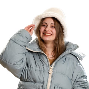 Faux Fur Bucket Hat, Warm Plush Winter Hat for Women, Cozy Fuzzy Fluffy Outdoor Fashion Hat, Trendy Ladies Bucket Hat