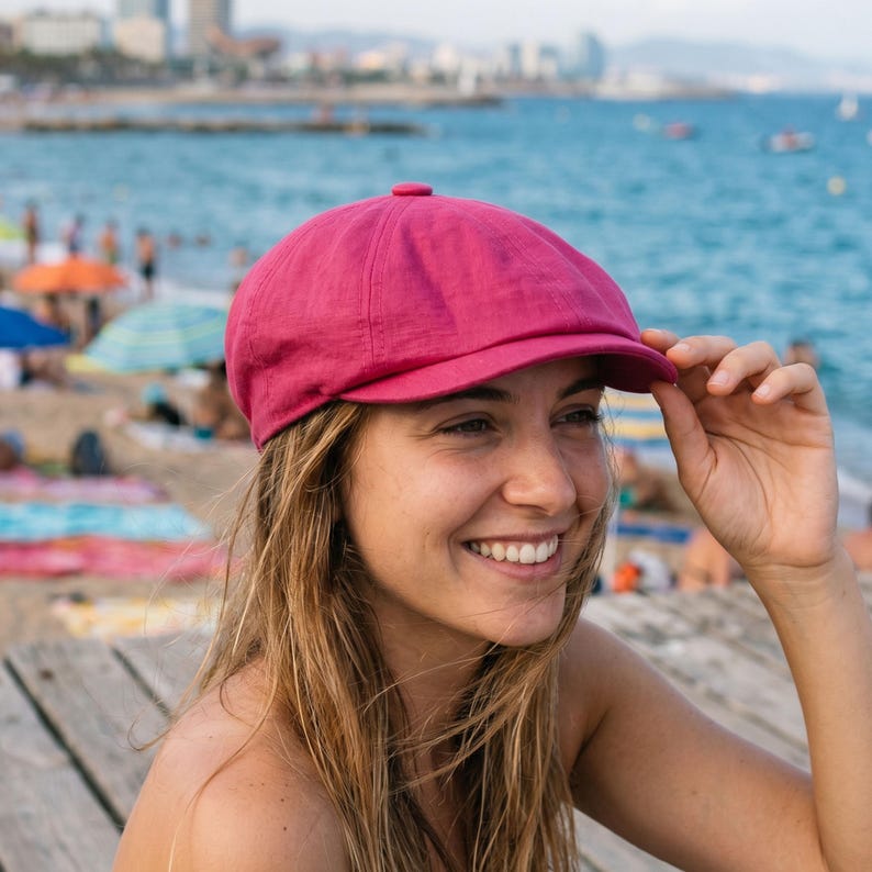 Pink Linen Newsboy Cap: Handmade Vintage Style Gatsby Hat - Etsy