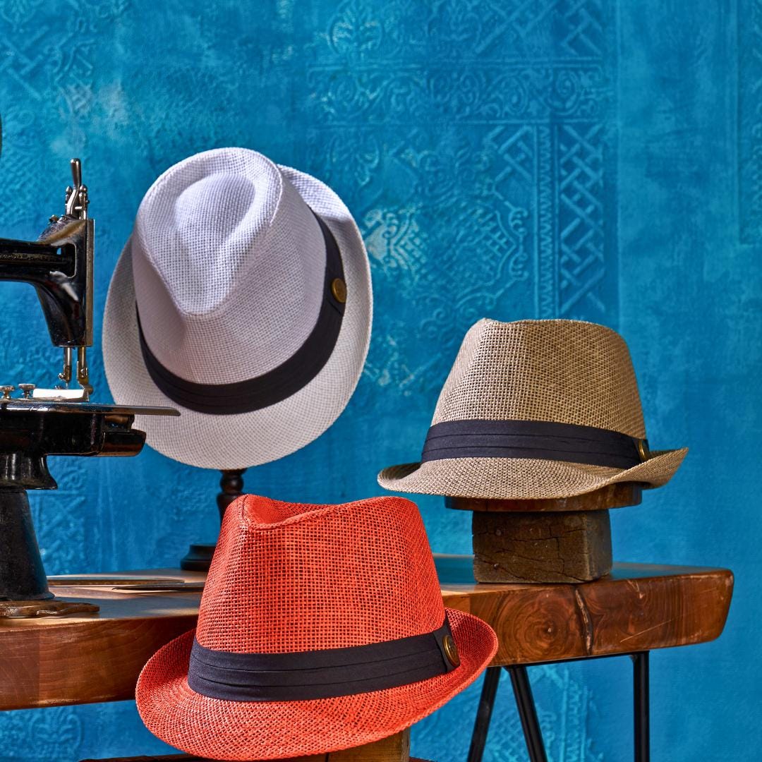 Borsalino Straw Fedora: Woven Summer Sun Hat (55-59 Cm) - Etsy display picture 1