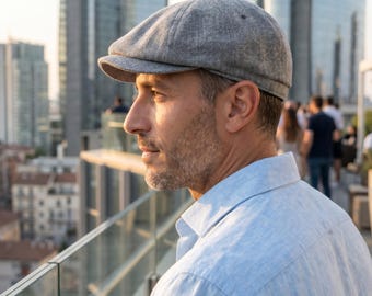 Casquette gavroche 8 panneaux en lin : chapeau Gatsby léger, style vintage.