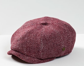 Burgundy Newsboy Cap,wool ,gray Wool Cap, Flat Cap,peaky