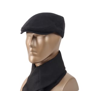 Classic Black Wool Flat Cap for Men,Stylish Ivy Hat,Traditional Newsboy Cap,Warm Winter Baker Boy Hat,Peaky Blinders Style Cap,Driver Cap